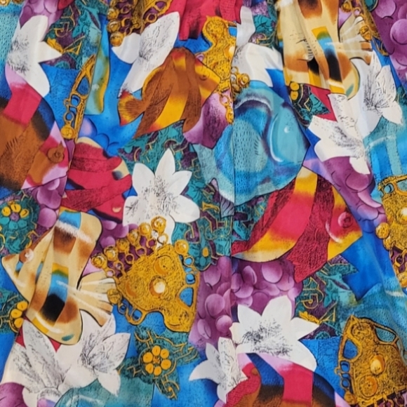 *set* Vintage Rafaella 100% silk pleated skirt with silk tie blouse Women's M/L - Picture 14 of 15